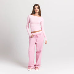 COTTON JERSEY LONG SLEEVE BOATNECK TOP | CHERRY BLOSSOM