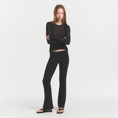 SHEER RIB LONG SLEEVE TOP | SOOT