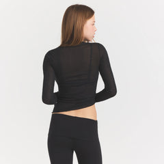 SHEER RIB LONG SLEEVE TOP | SOOT
