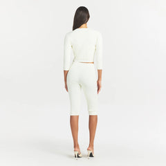 REFINED KNIT CROPPED CARDIGAN | EGRET