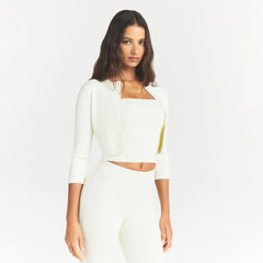 REFINED KNIT CROPPED CARDIGAN | EGRET