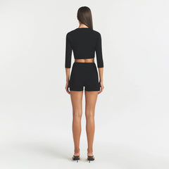 REFINED KNIT CROPPED CARDIGAN | OBSIDIAN