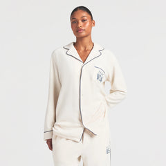 SKIMS FOR TEAM USA FLEECE UNISEX OLYMPIC OVERSIZED SLEEP TOP | ECRU