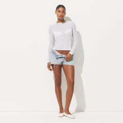SHEER RIB LONG SLEEVE T-SHIRT | SNOW