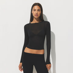 SHEER RIB LONG SLEEVE T-SHIRT | SOOT