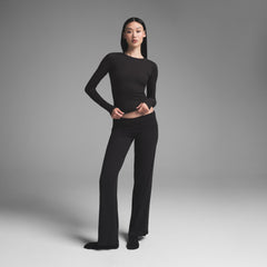 COTTON RIB LONG SLEEVE T-SHIRT | SOOT