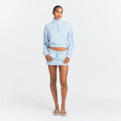 DRAPEY FRENCH TERRY HALF ZIP | POWDER BLUE
