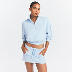 DRAPEY FRENCH TERRY HALF ZIP | POWDER BLUE