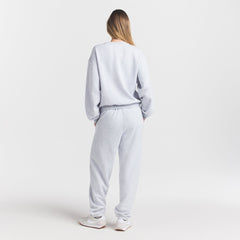 COTTON FLEECE LOGO CLASSIC CREWNECK | PLAID ARCHED LOGO PATCH