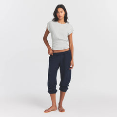 WORN IN JERSEY RUCHED TEE | LIGHT HEATHER GREY