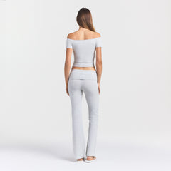 COTTON JERSEY OFF THE SHOULDER TOP | LIGHT HEATHER GREY