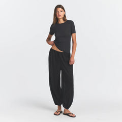 SHEER MODAL LONG T-SHIRT | ONYX