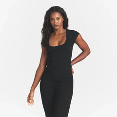 REFINED KNIT SCOOP NECK TOP | OBSIDIAN