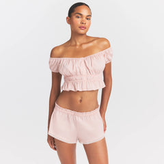 POPLIN APPAREL OFF THE SHOULDER TOP | DUSTY PINK