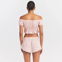 POPLIN APPAREL OFF THE SHOULDER TOP | DUSTY PINK