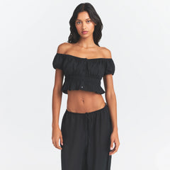 POPLIN APPAREL OFF THE SHOULDER TOP | ONYX