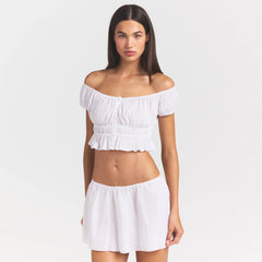 POPLIN APPAREL OFF THE SHOULDER TOP | SNOW