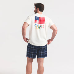 SKIMS FOR TEAM USA JERSEY SLEEP MENS OLYMPIC T-SHIRT | ECRU