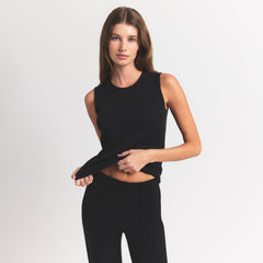 FEATHERWEIGHT CASHMERE SLEEVELESS TOP | ONYX