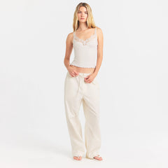 RIB KNIT LACE CAMI | EGRET