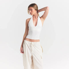 SMOOTH LAYERS HALTER TOP | EGRET