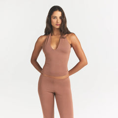 SMOOTH LAYERS HALTER TOP | NUTMEG