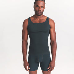 SKIMS COTTON MENS RIB TANK 3-PACK | VERDANT DARK SEPIA MULTI