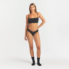 LIGHTWEIGHT COTTON WIDE LACE BRIEF | SOOT TONAL