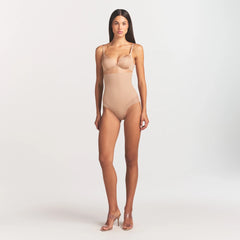 POWER MESH SHAPEWEAR CORE SCULPT HIGH-WAISTED BRIEF | CLAY