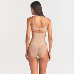 POWER MESH SHAPEWEAR CORE SCULPT HIGH-WAISTED BRIEF | CLAY