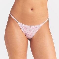 LIGHTWEIGHT COTTON POINTELLE LACE STRING THONG | BLOOM DAINTY FLORAL