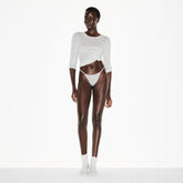 LIGHTWEIGHT COTTON POINTELLE LACE STRING THONG | LIGHT HEATHER GREY