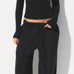 COTTON JERSEY WIDE LEG PANT | SOOT