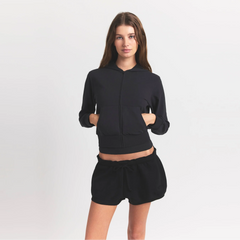 COTTON JERSEY ZIP UP HOODIE | SOOT
