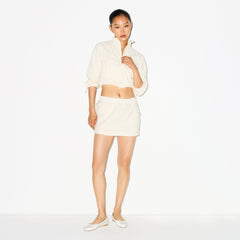 OUTDOOR FLEECE CROPPED 3/4 SLEEVE JACKET | ECRU
