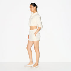 OUTDOOR FLEECE CROPPED 3/4 SLEEVE JACKET | ECRU