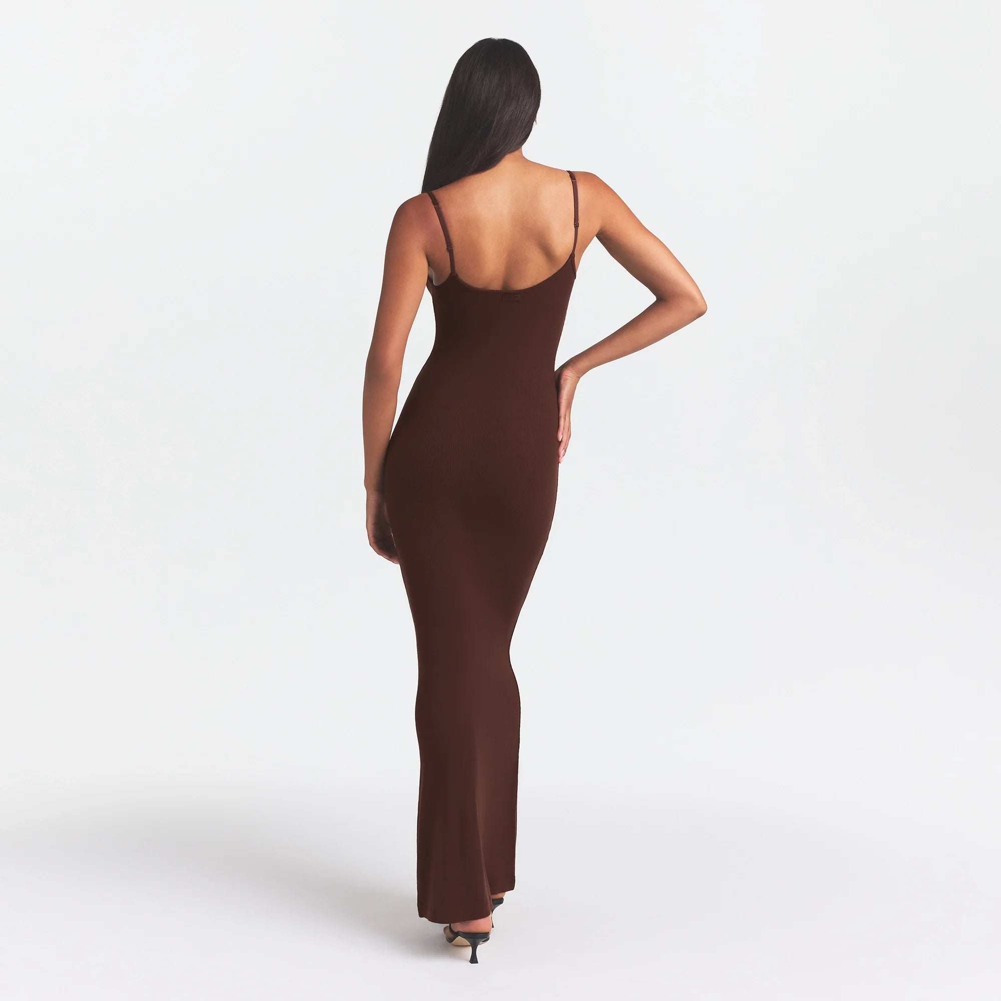 SOFT LOUNGE LONG SLIP DRESS | COCOA