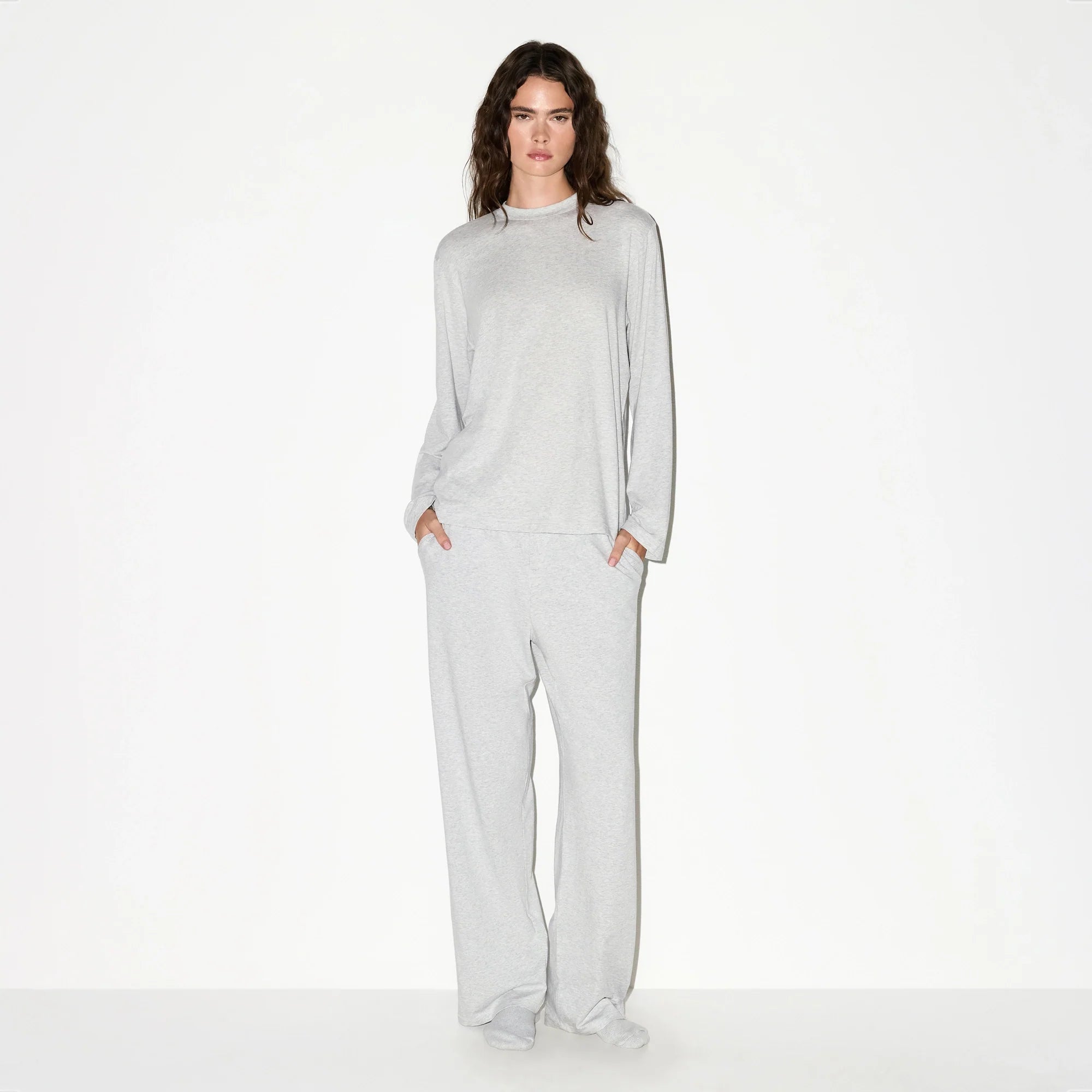 BOYFRIEND LONG SLEEVE T-SHIRT | LIGHT HEATHER GREY