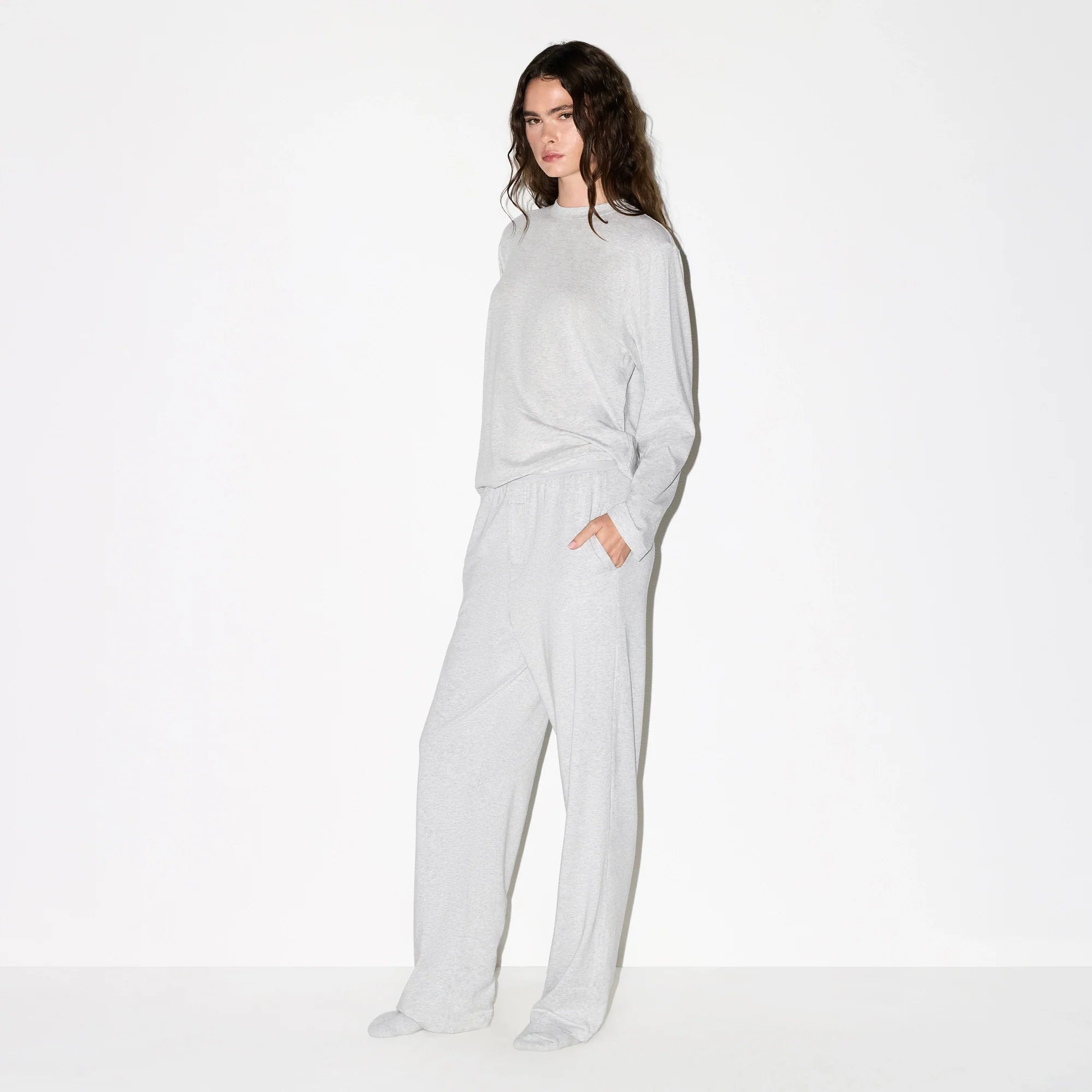 BOYFRIEND LONG SLEEVE T-SHIRT | LIGHT HEATHER GREY