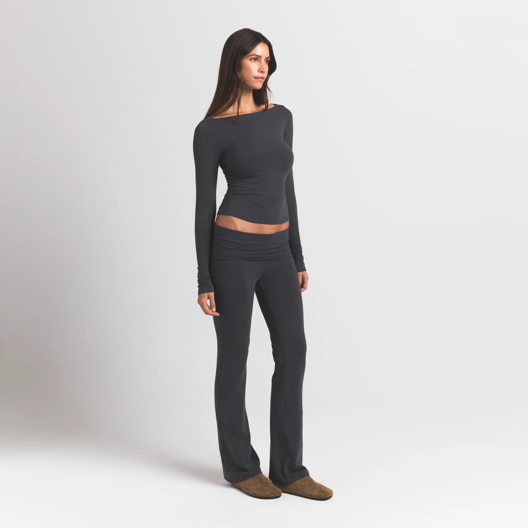 COTTON JERSEY FOLDOVER PANT | ASH