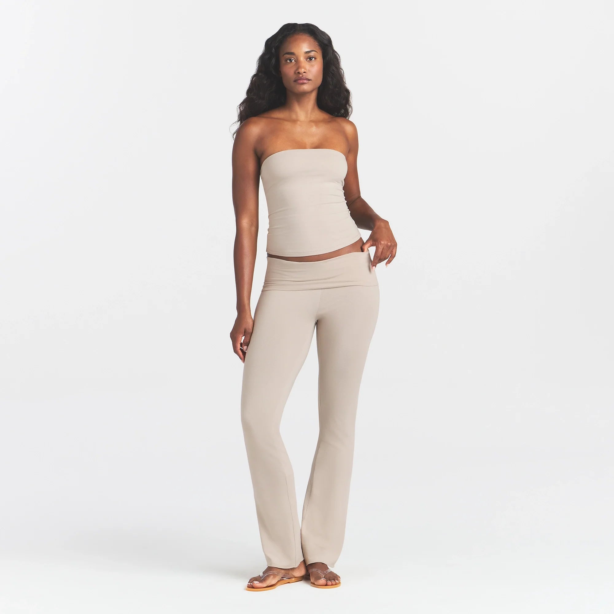 COTTON JERSEY FOLDOVER PANT | STONE