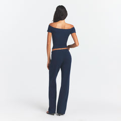 COTTON JERSEY STRAIGHT LEG PANT | NAVY