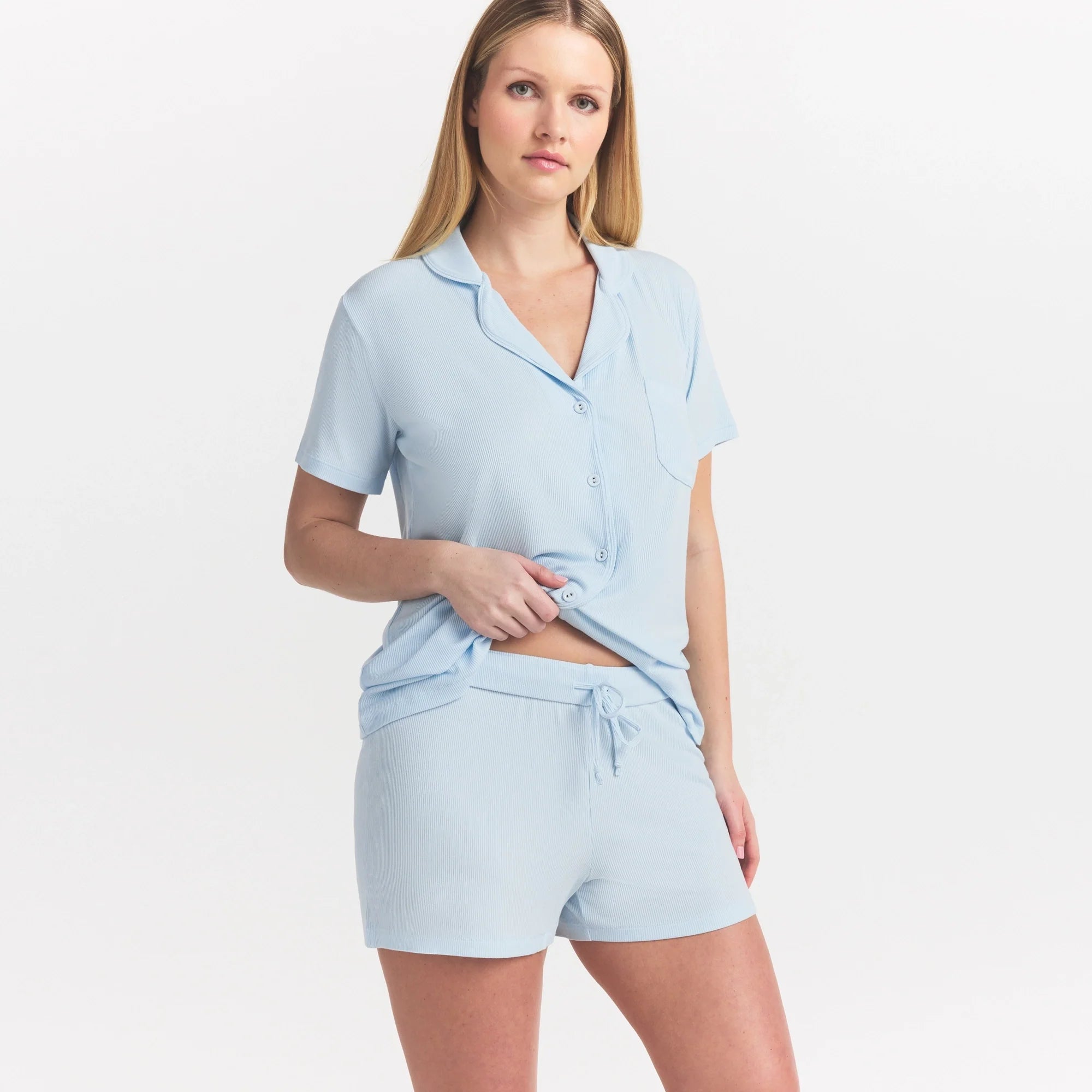 SOFT LOUNGE SHORT SLEEP SET | BABY BLUE