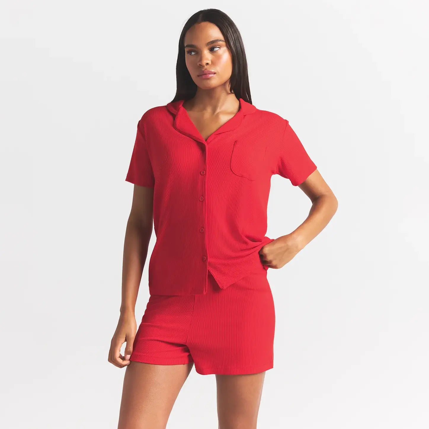 SOFT LOUNGE SHORT SLEEP SET | CHERRY