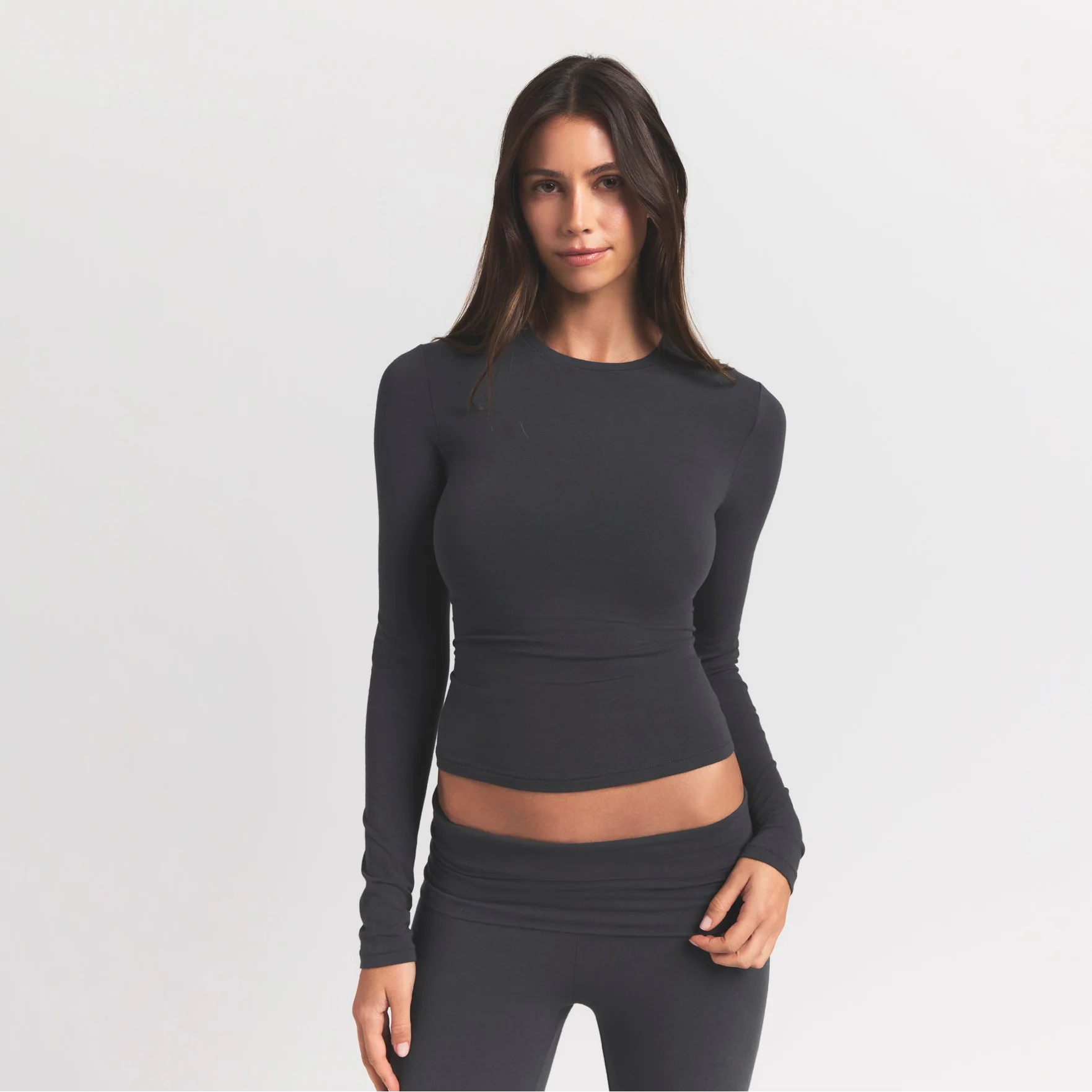 COTTON JERSEY LONG SLEEVE T-SHIRT | ASH