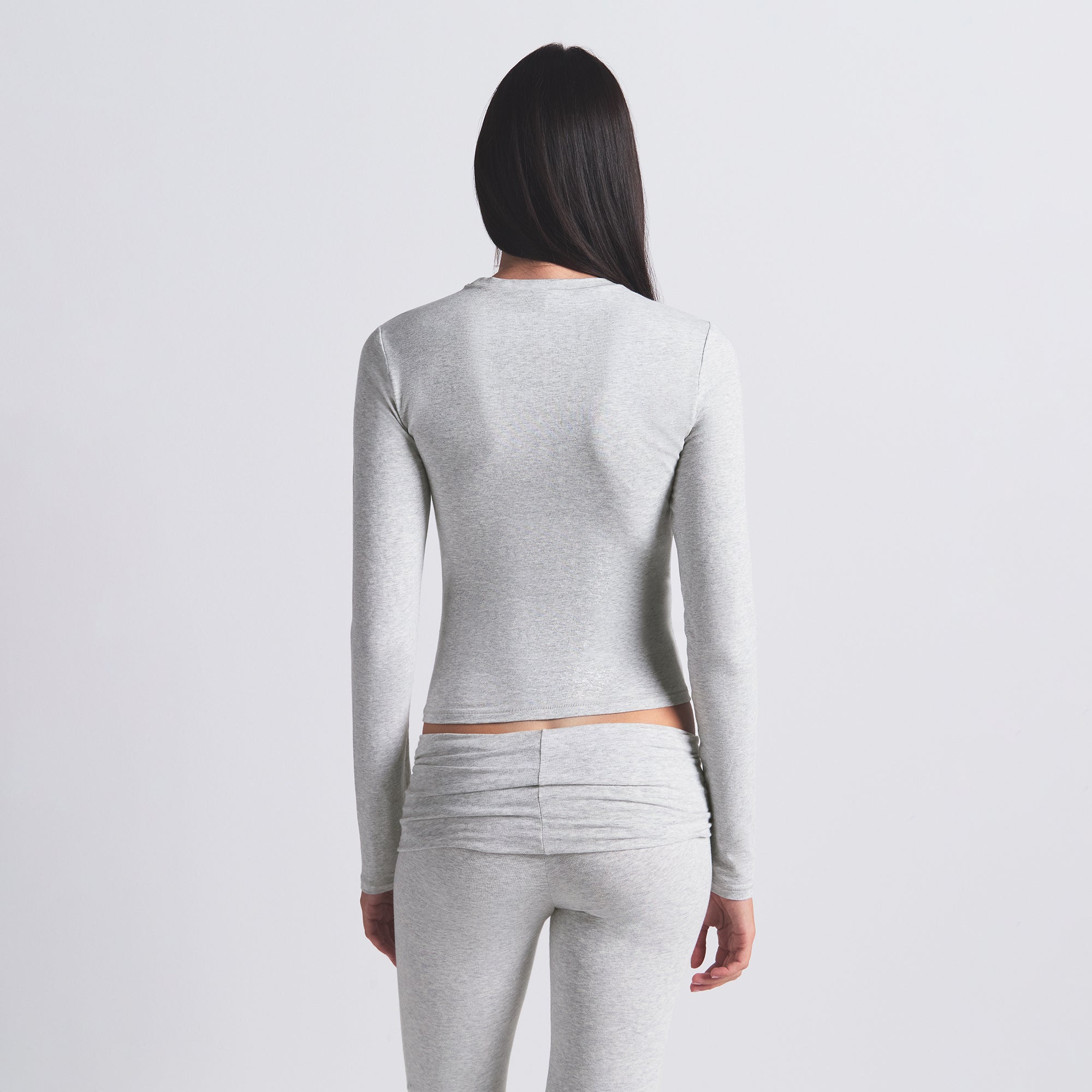 COTTON JERSEY LONG SLEEVE T-SHIRT | LIGHT HEATHER GREY