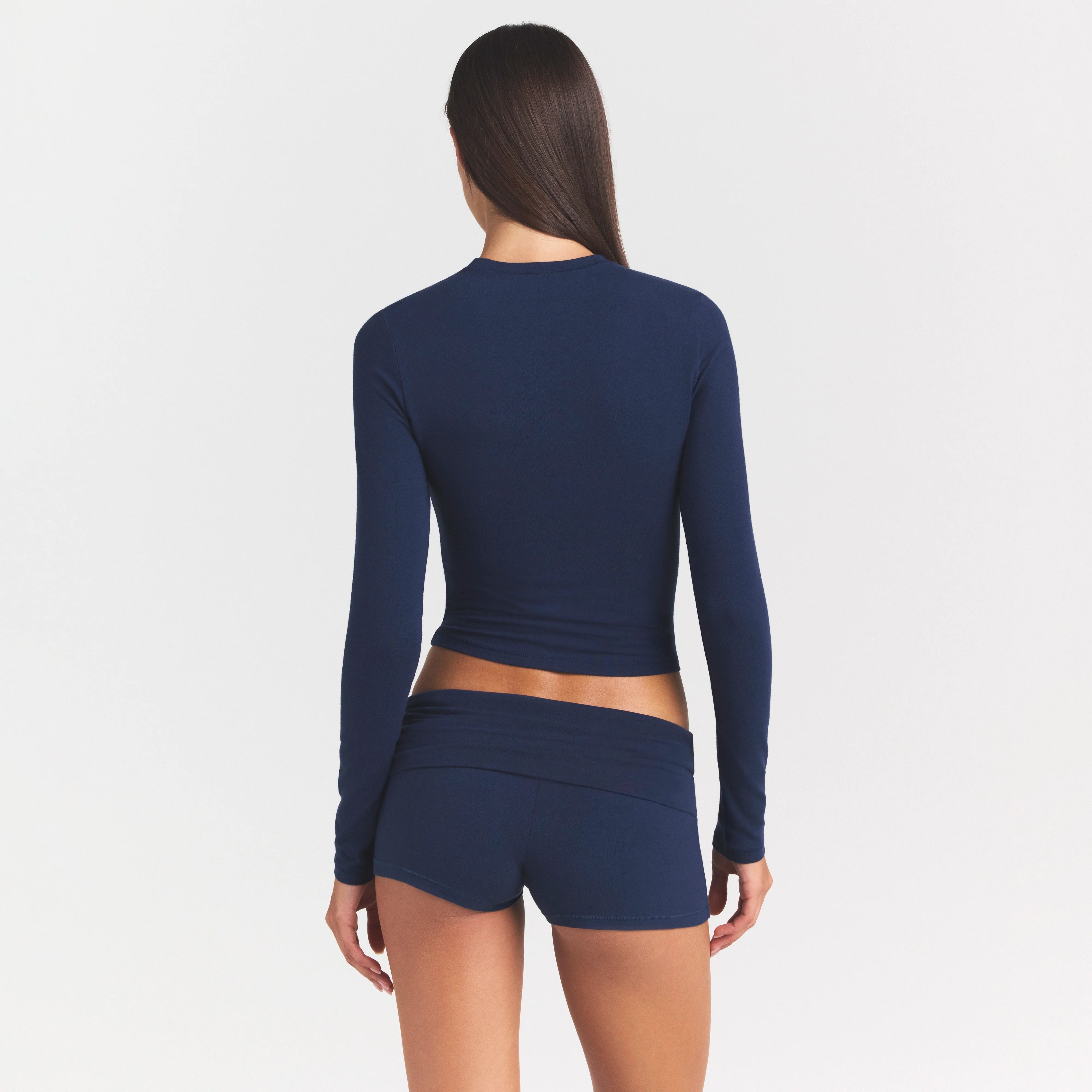 COTTON JERSEY LONG SLEEVE T-SHIRT | NAVY