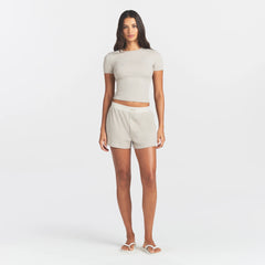COTTON RIB T-SHIRT | STONE