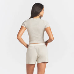 COTTON RIB T-SHIRT | STONE