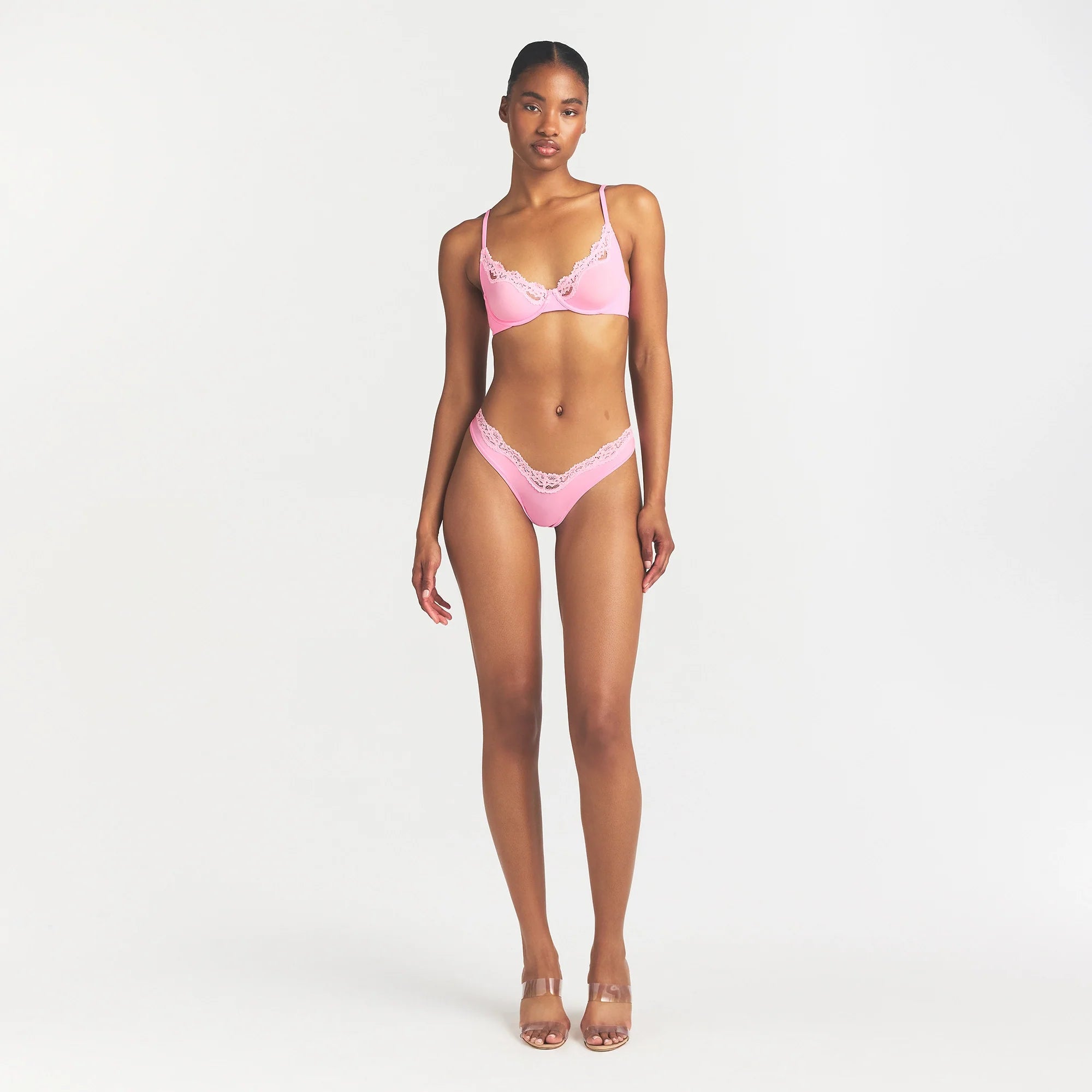 FITS EVERYBODY LACE UNLINED SCOOP BRA | BUBBLE GUM TONAL